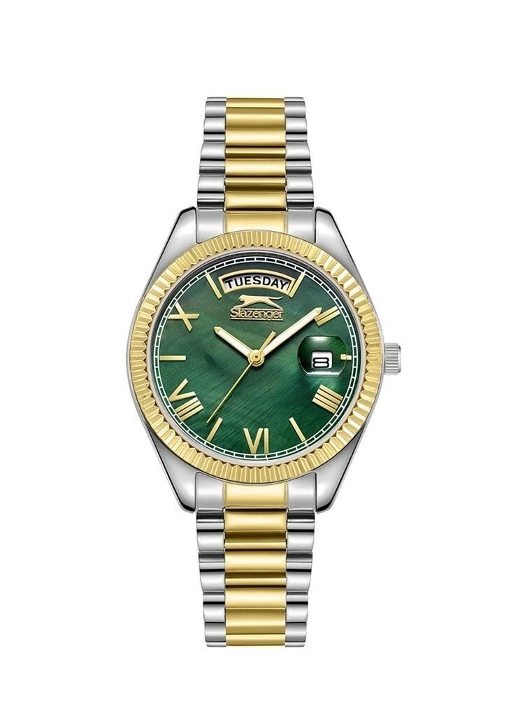 Slazenger SL.09.2338.4.08 Quartz Çelik Altın/Gri Yeşil Kadran 34 Mm Kadın Kol Saati