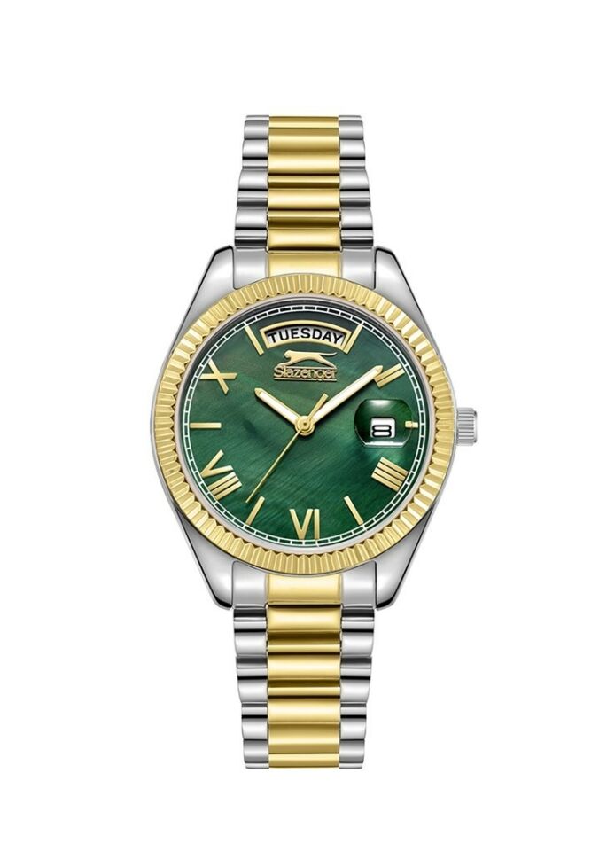 Slazenger SL.09.2338.4.08 Quartz Çelik Altın/Gri Yeşil Kadran 34 Mm Kadın Kol Saati